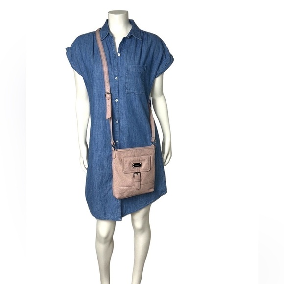 Old Navy Chambray Cuffed Cap-Sleeve Shirt Dress Medium Wash Blue Sz Small Petite - Picture 4 of 14